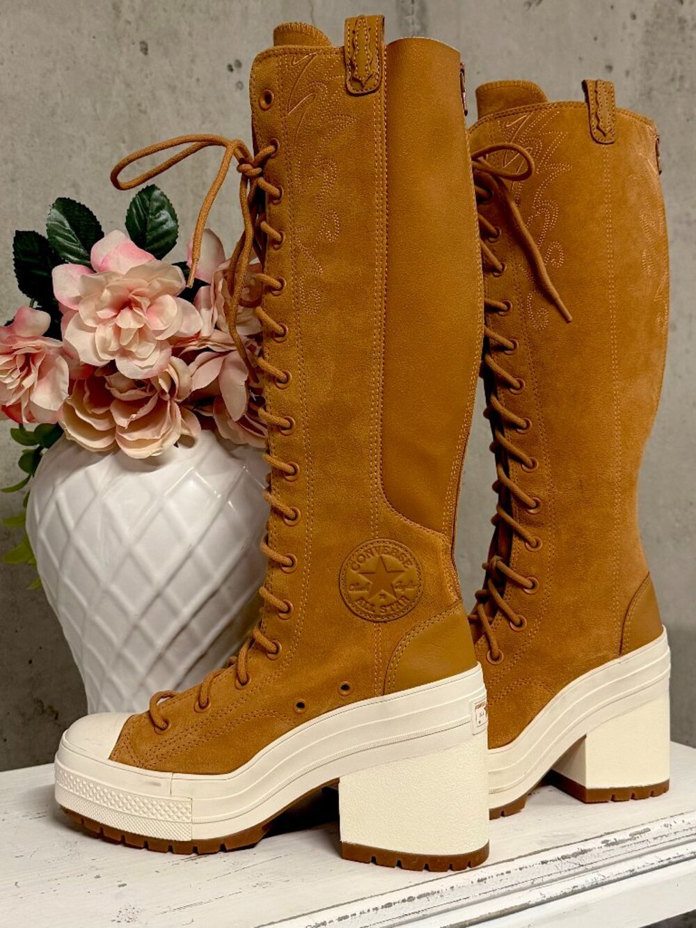 NWT Converse Chuck 70 Women's Western De Luxe Heel XXHi Lug Platform Gingersnap